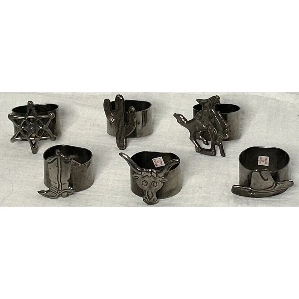 Western Theme Napkin 6 Holders Cactus Cowboy Hat Bronco Cowgirl Party Nashville